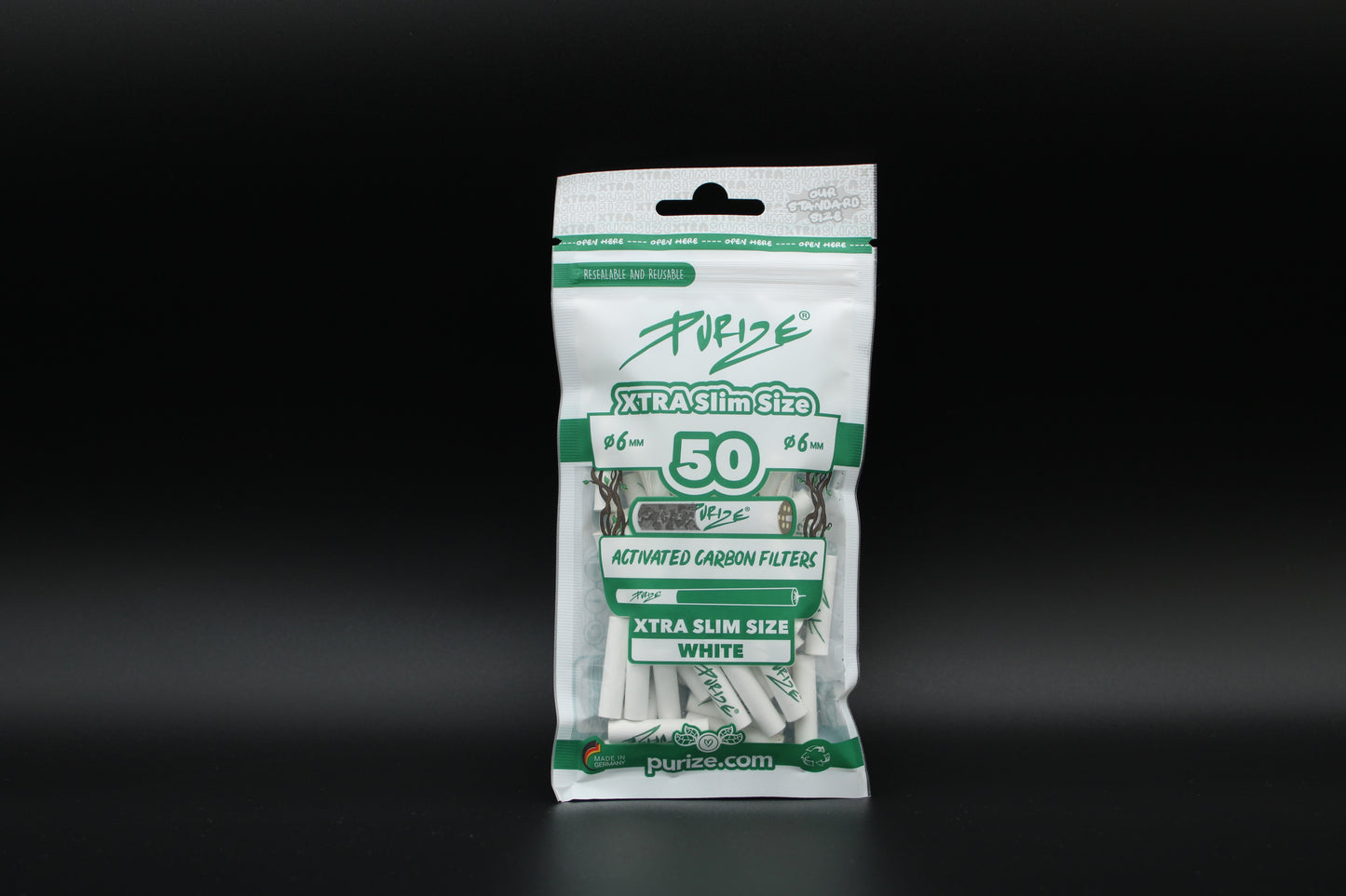 PURIZE Aktivkohlefilter Super Slim Size 6mm (50 Stück)