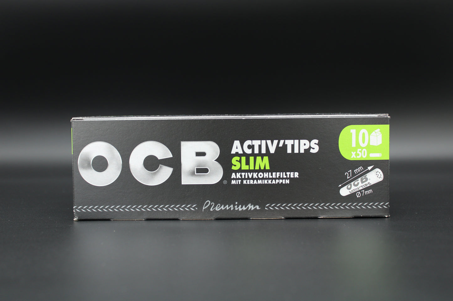 OCB Active Tips Slim à 50 „Aktivkohlefilter mit Keramikkappen" - Display