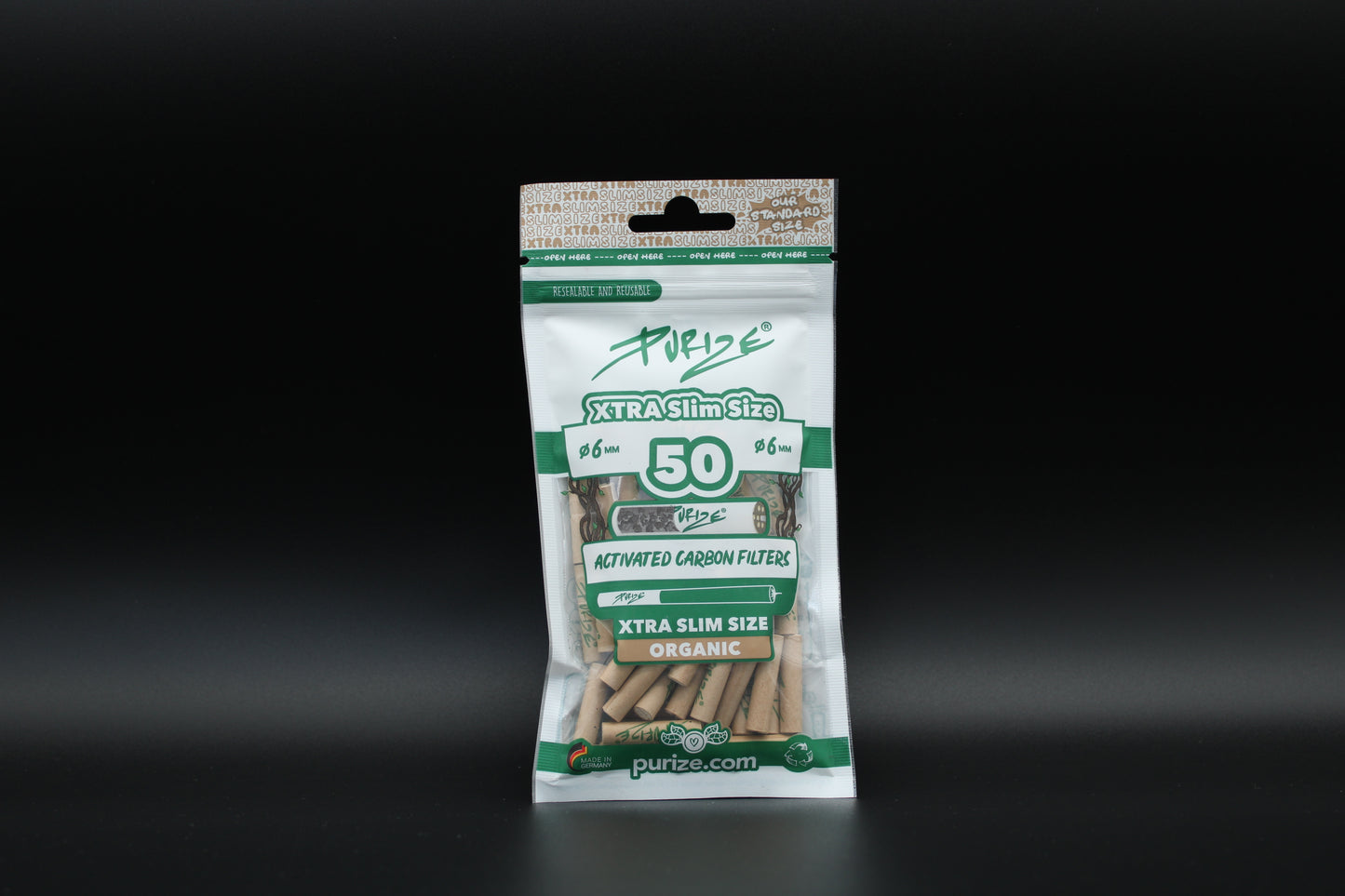 PURIZE Aktivkohlefilter Super Slim Size 6mm (50 Stück)