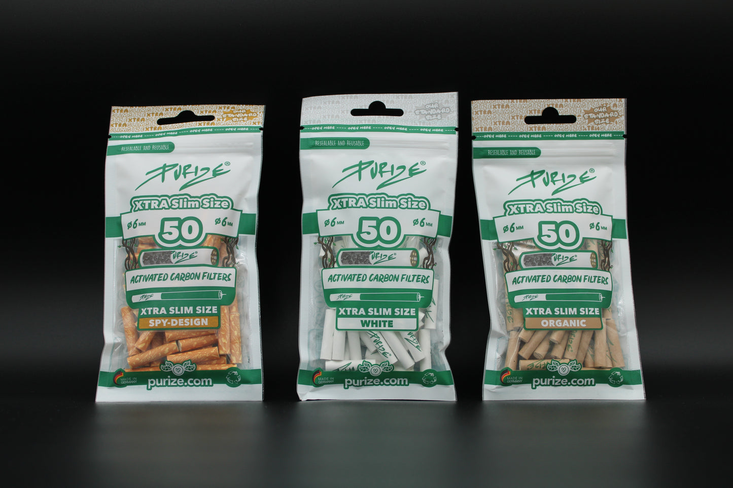 PURIZE Aktivkohlefilter Super Slim Size 6mm (50 Stück)