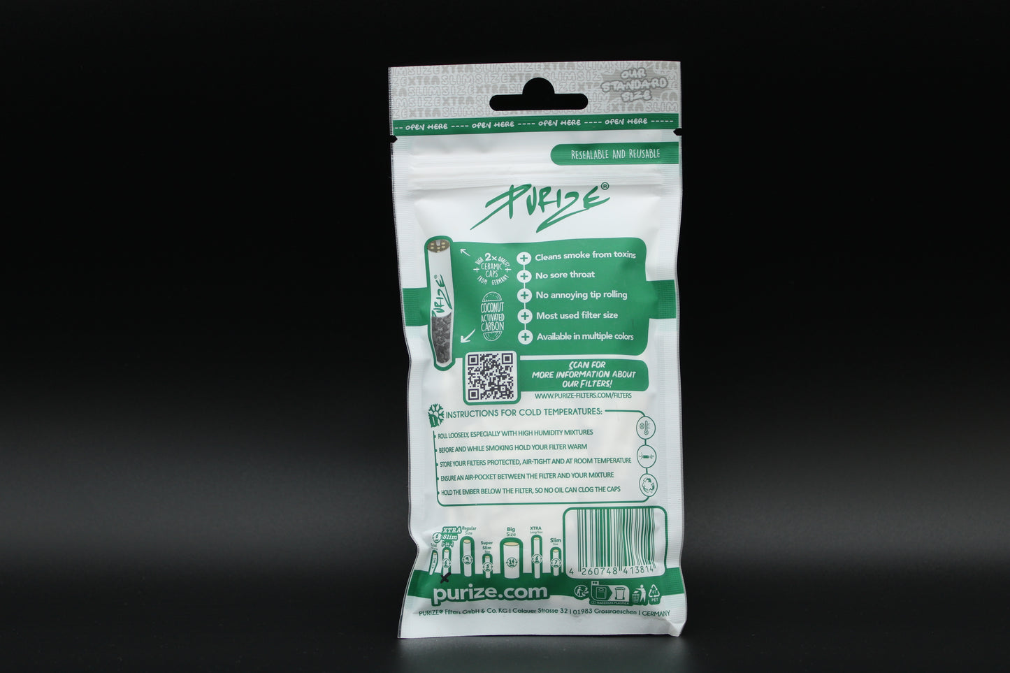 PURIZE Aktivkohlefilter Super Slim Size 6mm (50 Stück)