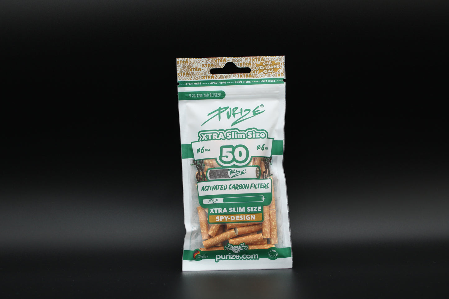 PURIZE Aktivkohlefilter Super Slim Size 6mm (50 Stück)