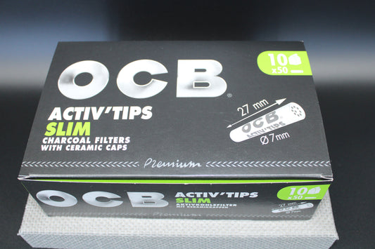 OCB Active Tips Slim à 50 „Aktivkohlefilter mit Keramikkappen" Display